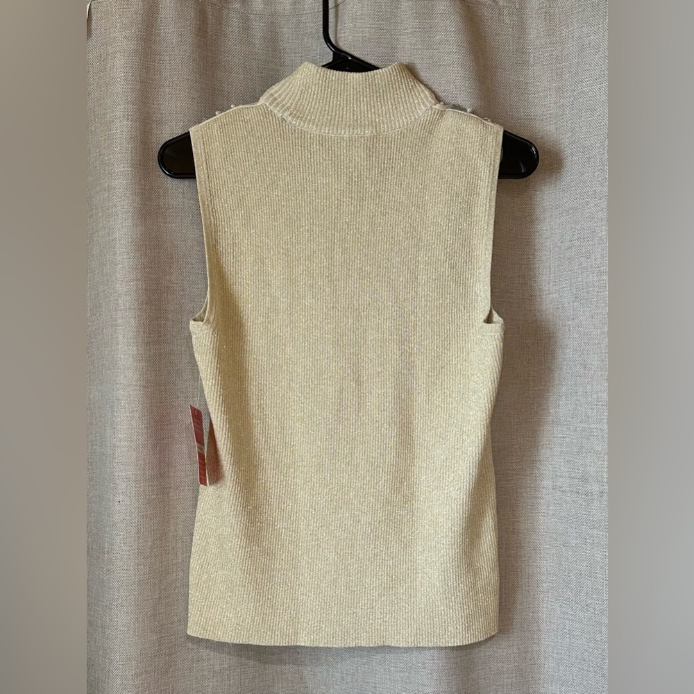 Cable & Gauge•embellished mock turtleneck sleeveless blouse•medium•silk blend - Picture 2 of 10